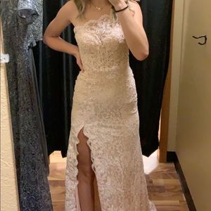 Rose gold Elegant one shoulder prom dress